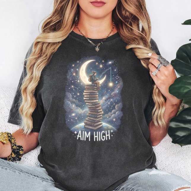 Målsätt högt Bokälskare Rymdfiske T Shirt (Skapare uppladdad)