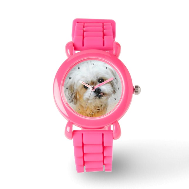 Malshi Hund Rosa Armbandsur (Framsida)