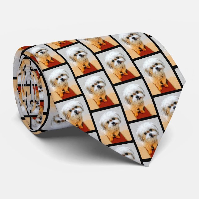 Malshi Hund Tiled Necktie Slips (Rullad)