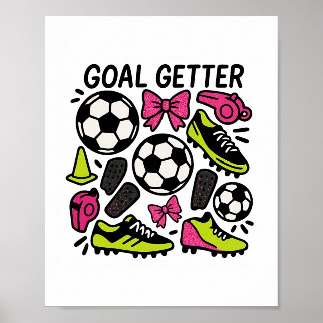 Målskyttar Coquette-fotbollsdesign med slingor och Poster (Framsidan)