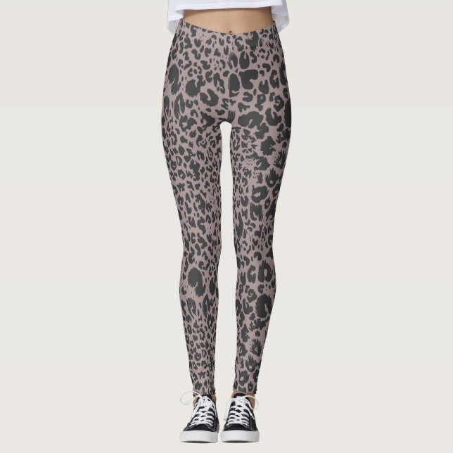 Malt Chocolate Animal Print Kvinnors ben Leggings (Framsida)