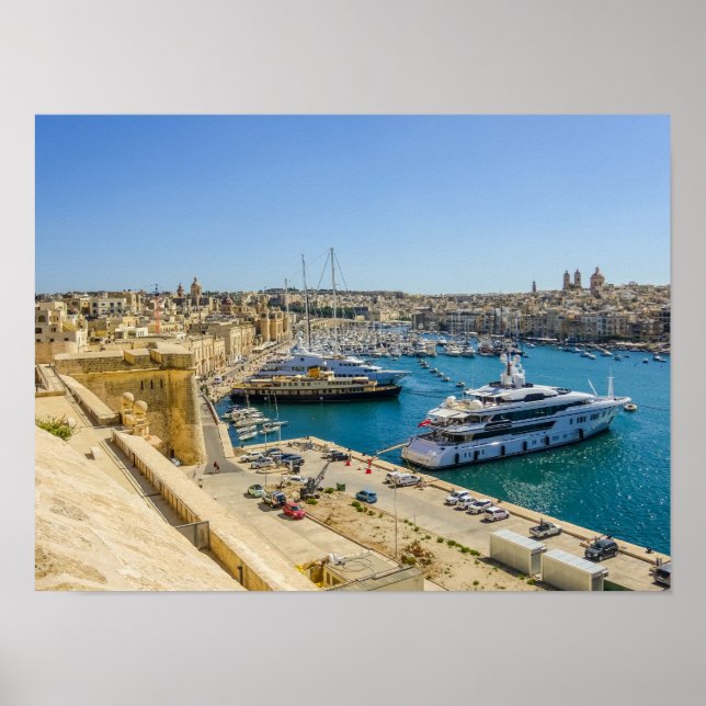 Malta Birgu Waterfront Fort St. Angelo Vittoriosa Poster (Framsidan)