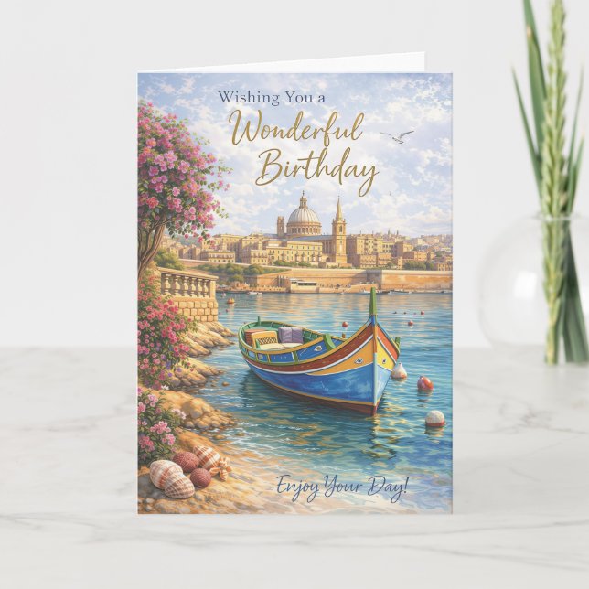 Malta Birthday Card – Scenic Travel Design Kort (Framsida)