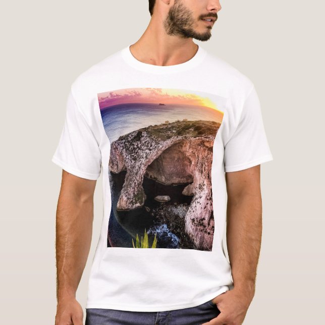 Malta, blå Grotto  T Shirt (Framsida)