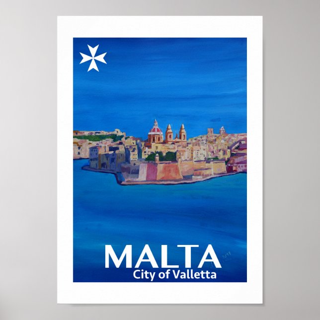 Malta City of Valetta Retro Poster (Framsidan)