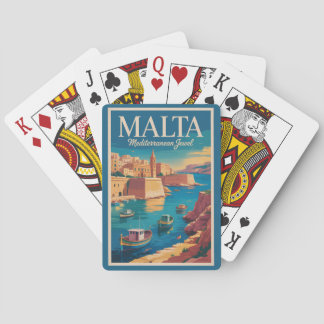 Malta Coast Illustration Travel Art Vintage Casinokort