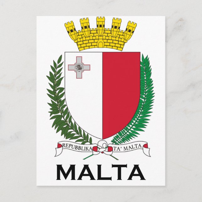 MALTA - emblem/jacka av arm/symbol/flagga Vykort (Framsida)