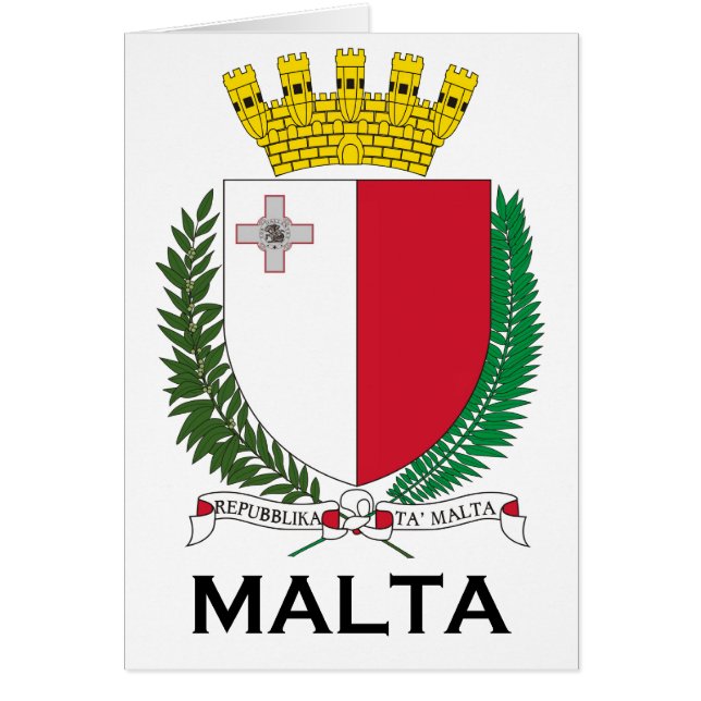 MALTA - emblem/vapensköld/symbol/flagga Hälsningskort (Framsidan)