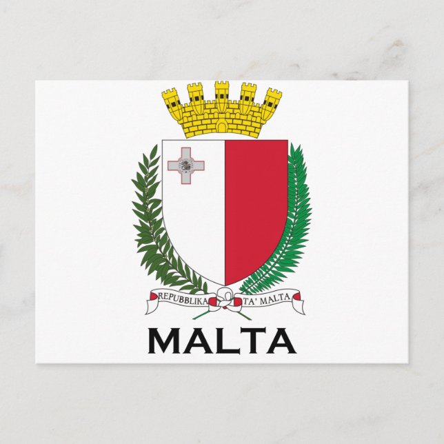 MALTA - emblem/vapensköld/symbol/flagga Vykort (Framsida)