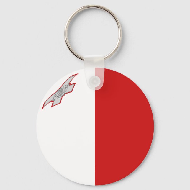 Malta Fisheye Flagga Keychain Nyckelring (Framsida)