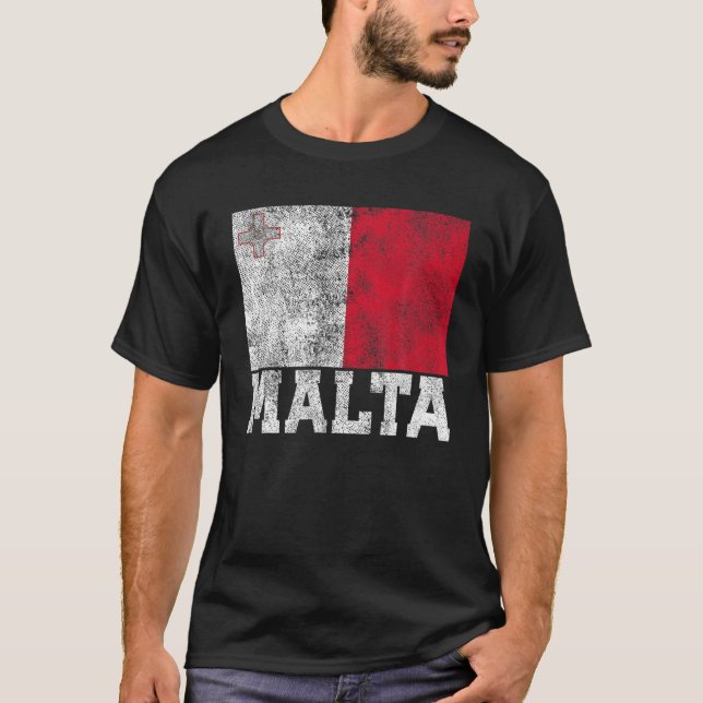 Malta Flag National Pride Roots Country Family Nat T Shirt (Framsida)