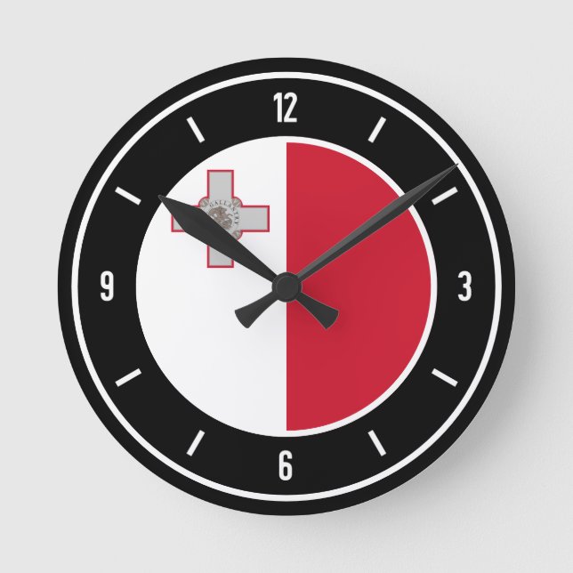 Malta Flagga Elegant Rund Klocka (Framsida)