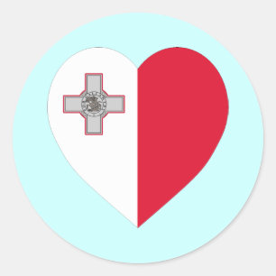 Malta Flagga Heart Runt Klistermärke