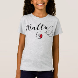 Malta Flagga Heart T Shirt
