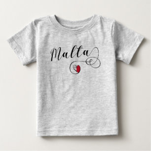 Malta Flagga Heart T Shirt