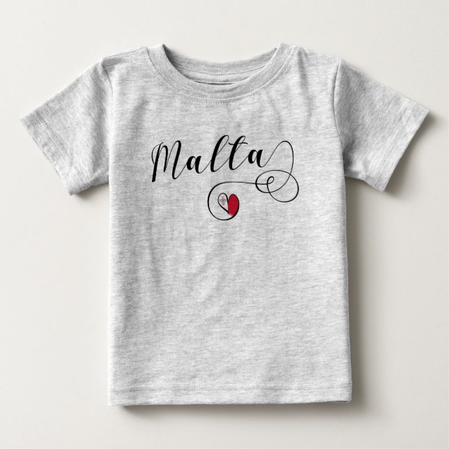 Malta Flagga Heart T Shirt (Framsida)