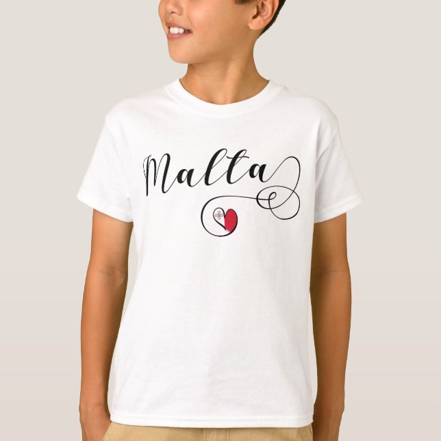 Malta Flagga Heart T Shirt (Framsida)