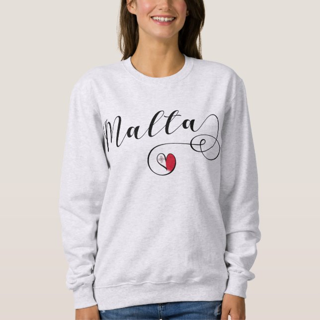 Malta Flagga Heart T Shirt (Framsida)