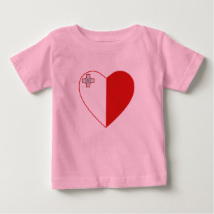 Malta Flagga Heart T-Shirt