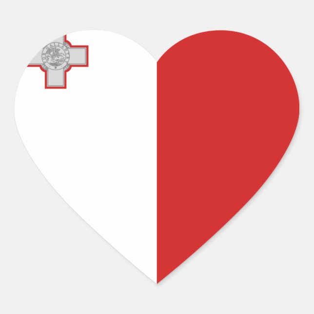 Malta Flagga Hjärta Klistermärke (Framsida)
