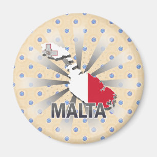 Malta Flagga Karta 2.0 Magnet