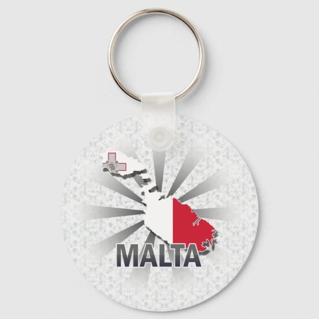 Malta Flagga Karta 2.0 Nyckelring (Framsida)