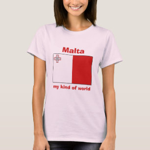 Malta flagga + Karta + TextT-tröja Tee