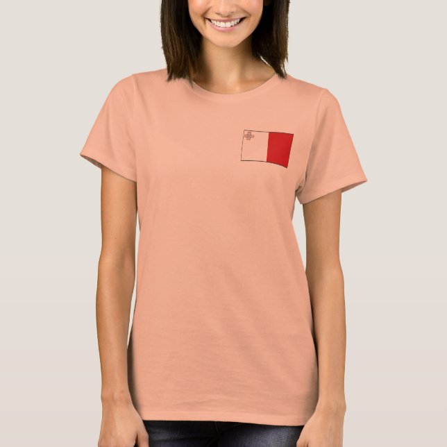Malta Flagga + Karttröja Tee Shirt (Framsida)