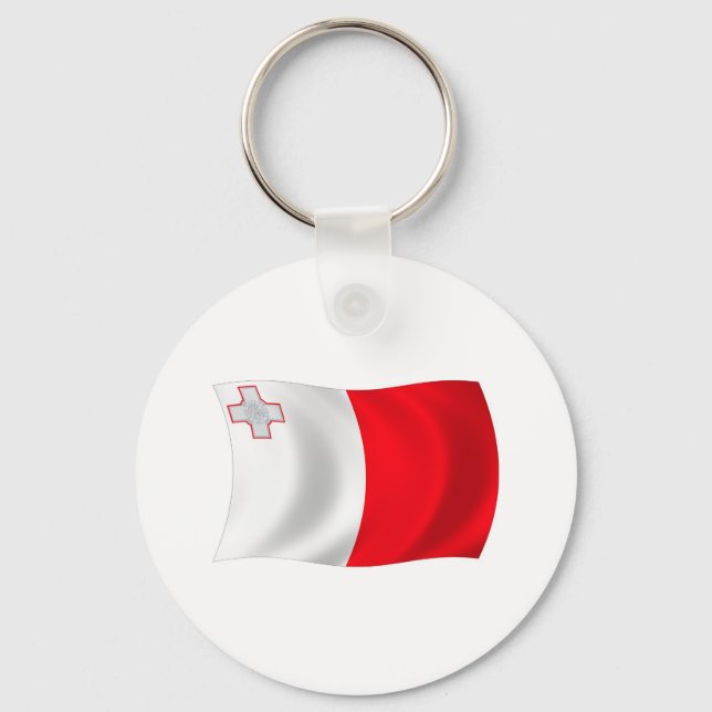 Malta Flagga Keychain Nyckelring (Framsida)
