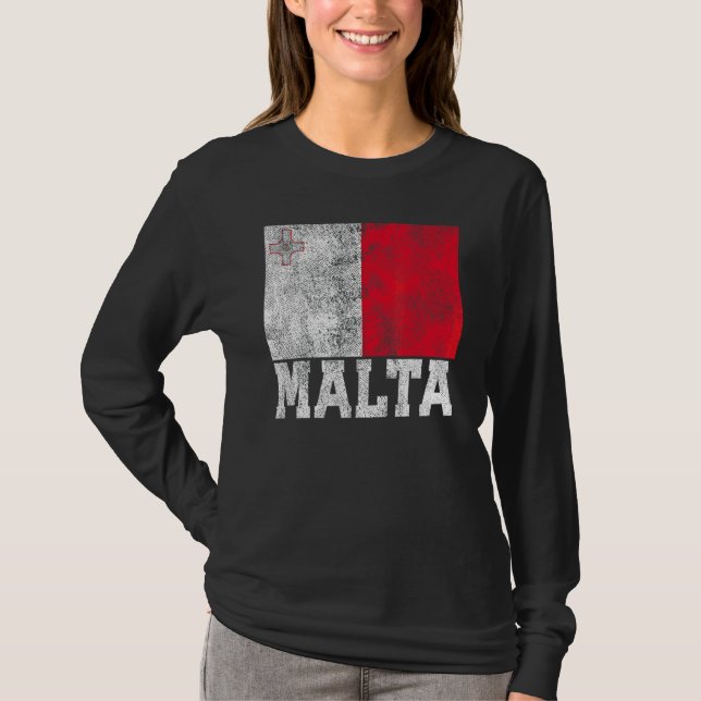 Malta Flagga National Pride Roots Land Family Nat T Shirt (Framsida)