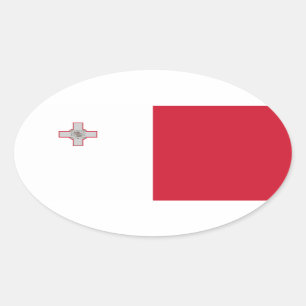 Malta Flagga Oval Sticker Ovalt Klistermärke