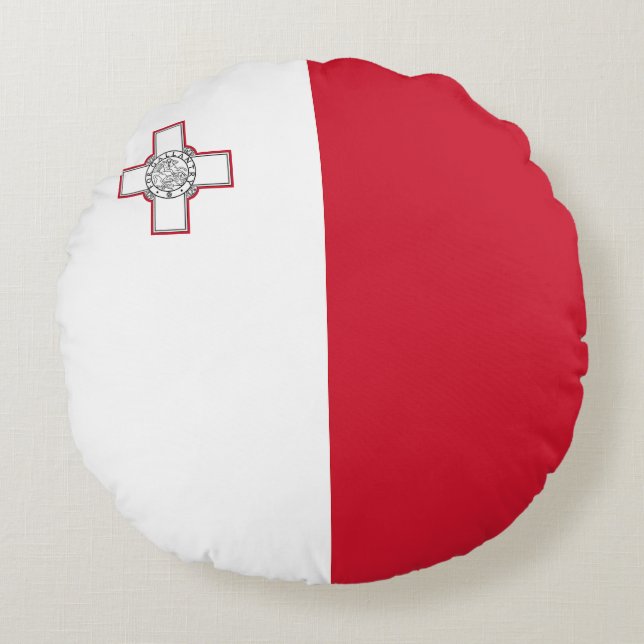 Malta Flagga Rund Kudde (Framsidan)