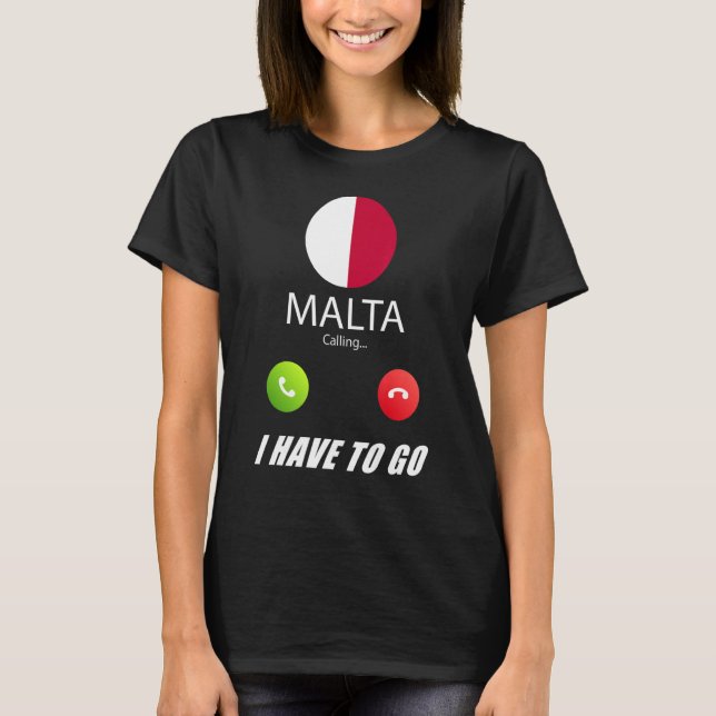 Malta Flagga Souvenir Malta begär T Shirt (Framsida)