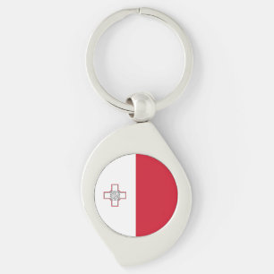 Malta flagga swirl silverfärgad nyckelring