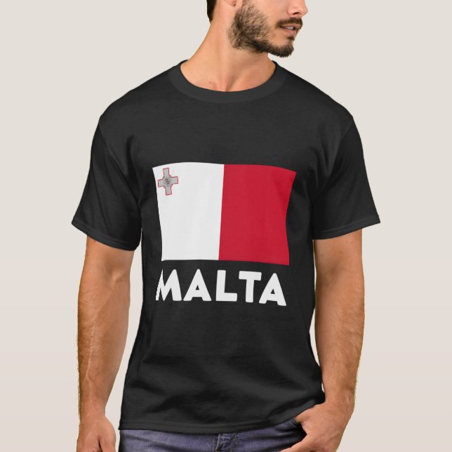 Malta Flagga T Shirt (Framsida)