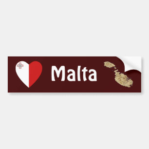 Malta flaggahjärta + Kartabildekal Bildekal