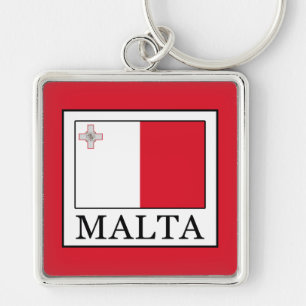 Malta Fyrkantig Silverfärgad Nyckelring
