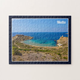 Malta Ghajn Tuffieha Bay Medelhavet Ö Pussel