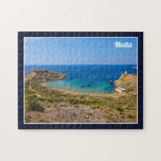 Malta Ghajn Tuffieha Bay Medelhavet Ö Pussel