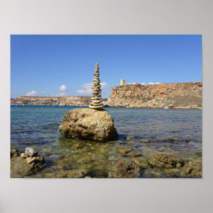Malta Ghajn Tuffieha Bay Stencairn Poster