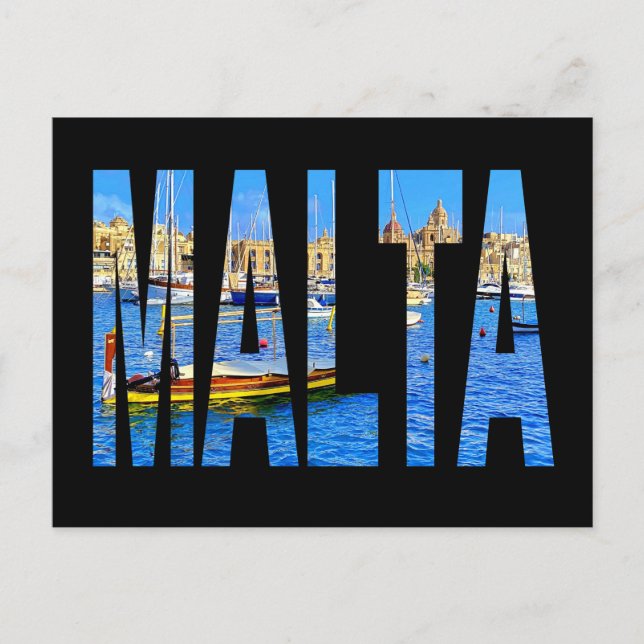 Malta Grand Harbor  Birgu Vykort (Framsida)