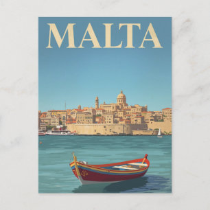 Malta hamn Vintage Reskonst Vykort
