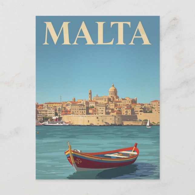 Malta hamn Vintage Reskonst Vykort (Framsida)