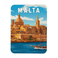 Malta Illustration Resa Konst Vintage Magnet
