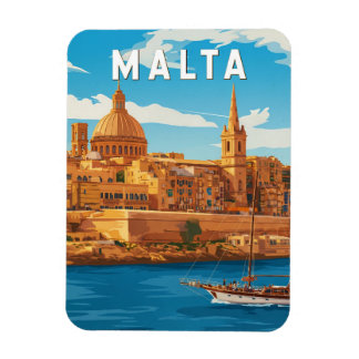 Malta Illustration Resa Konst Vintage Magnet