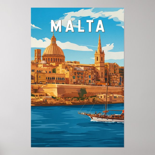 Malta Illustration Resa Konst Vintage Poster (Framsidan)