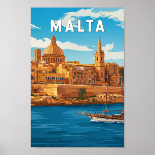 Malta Illustration Resa Konst Vintage Poster