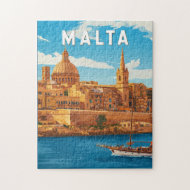 Malta Illustration Resa Konst Vintage Pussel