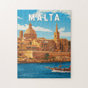 Malta Illustration Resa Konst Vintage Pussel