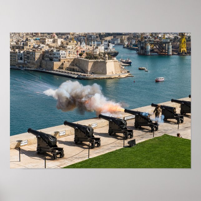 Malta kanoneld salutbatteri Valletta Poster (Framsidan)